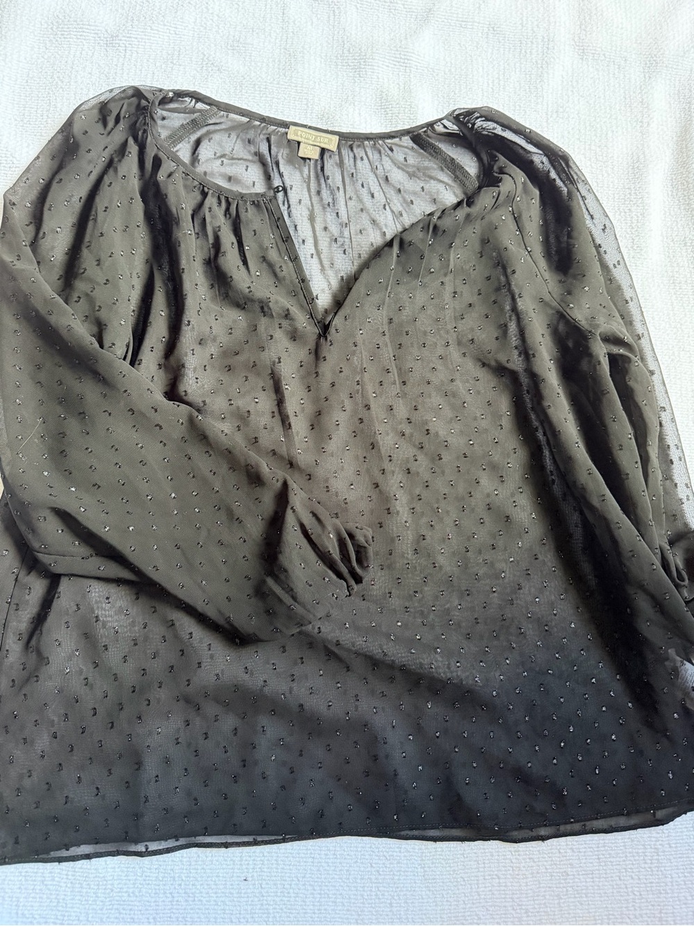J. Crew Olive Sheer Dot Blouse